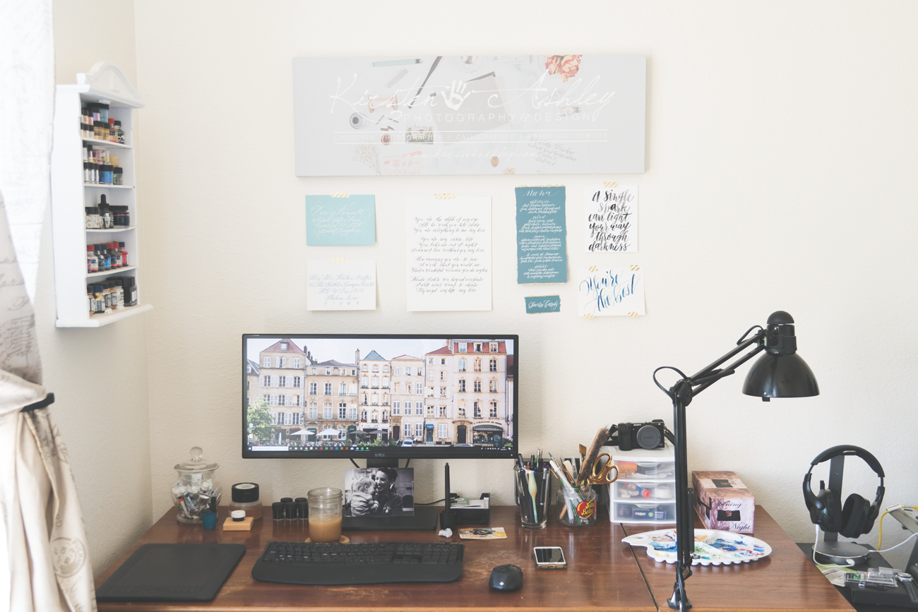 kirsten ashley calligraphy design studio tour desk